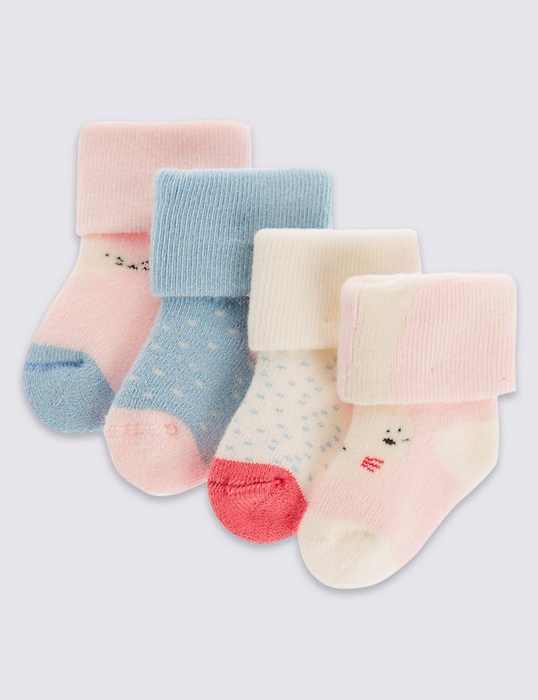 4 Pairs of Cotton Rich StaySoft™ Assorted Socks Image 1 of 2