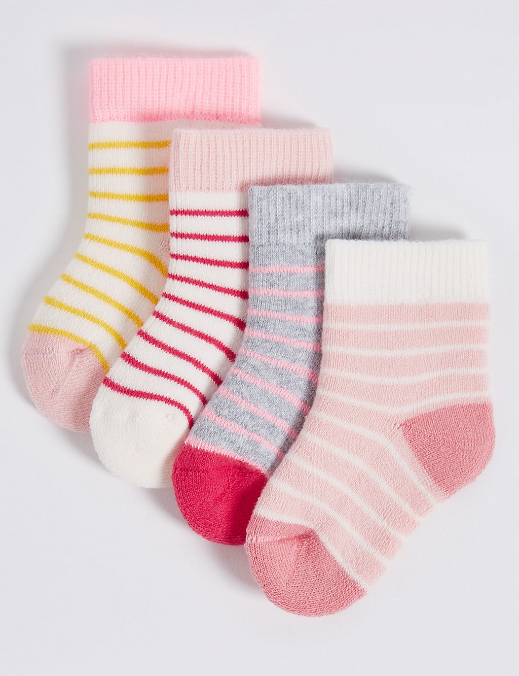4 Pairs of Cotton Rich StaySoft™ Socks (0-24 Months) 1 of 2