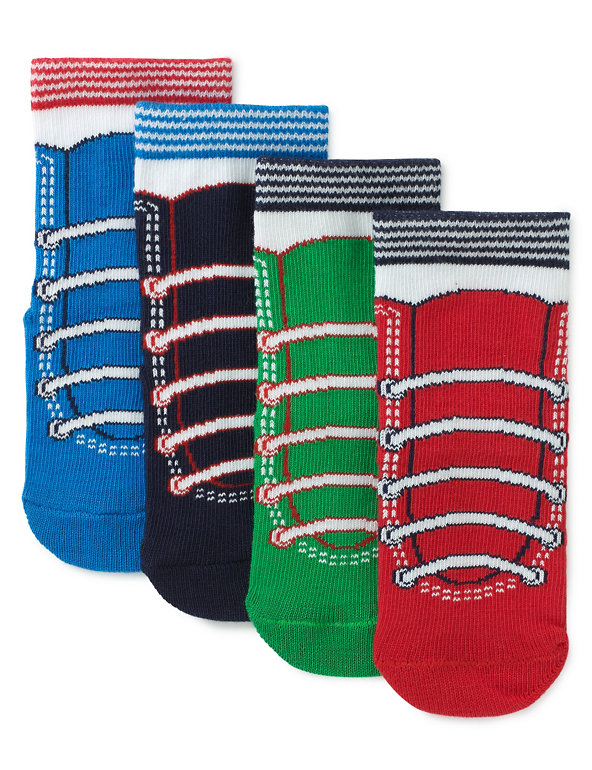 4 Pairs of Cotton Rich Trainer Socks Image 1 of 1