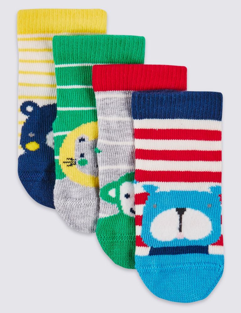 4 Pairs of Designed Socks (0-24 Months) 1 of 2