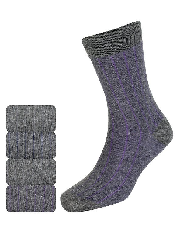 4 Pairs of Drop Needle Striped Socks with Modal Image 1 of 1