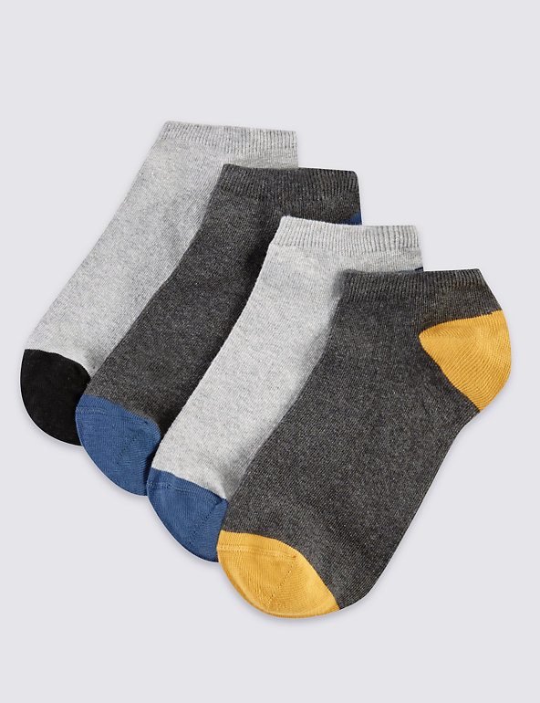 4 Pairs of Freshfeet™ Cotton Rich Assorted Trainer Liner Socks with Silver Technology Image 1 of 1