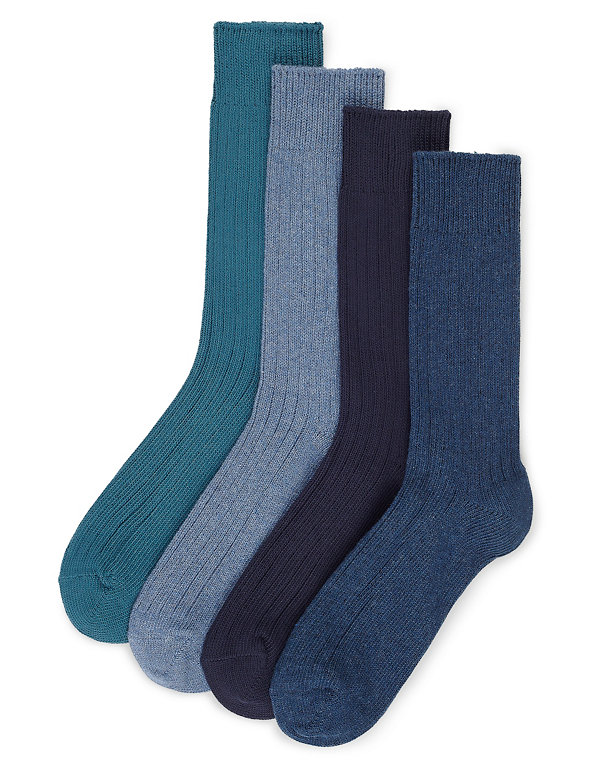 4 Pairs of Freshfeet™ Cotton Rich Chunky Ribbed Socks with Silver Technology Image 1 of 1
