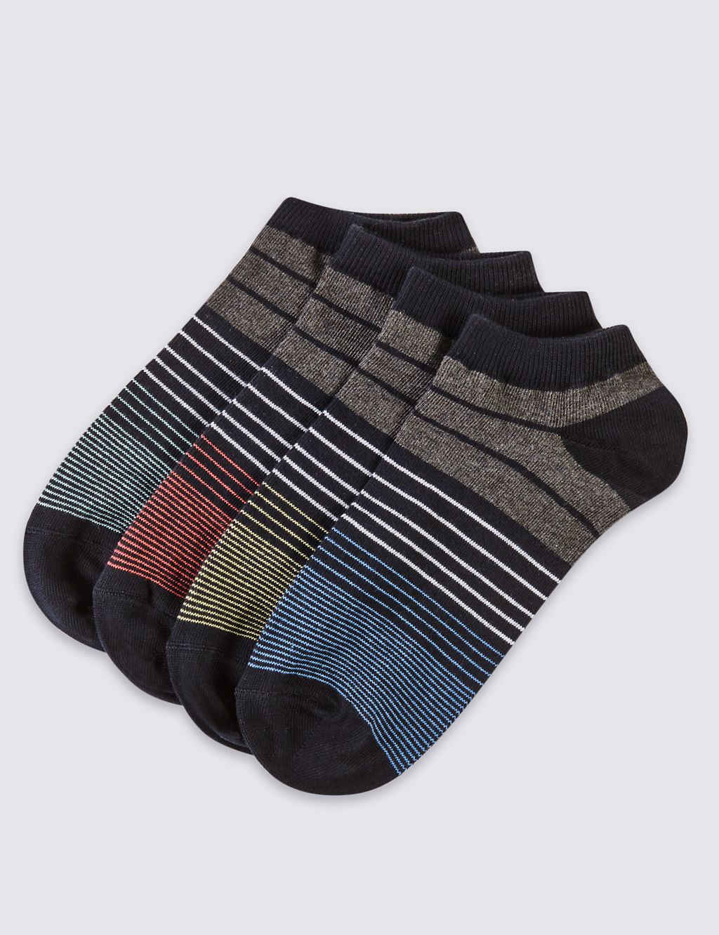 4 Pairs of Freshfeet™ Cotton Rich Striped Socks with Silver Technology 1 of 1