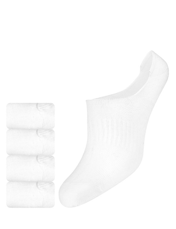 4 Pairs of Freshfeet™ Cotton Rich Trainer Liner Socks with Silver Technology Image 1 of 1