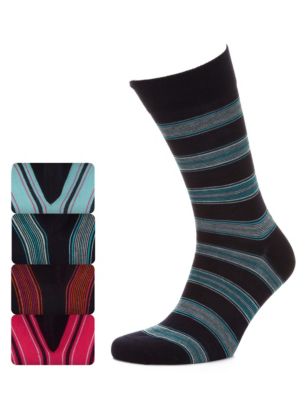 4 Pairs of Multi-Striped Socks Image 1 of 1