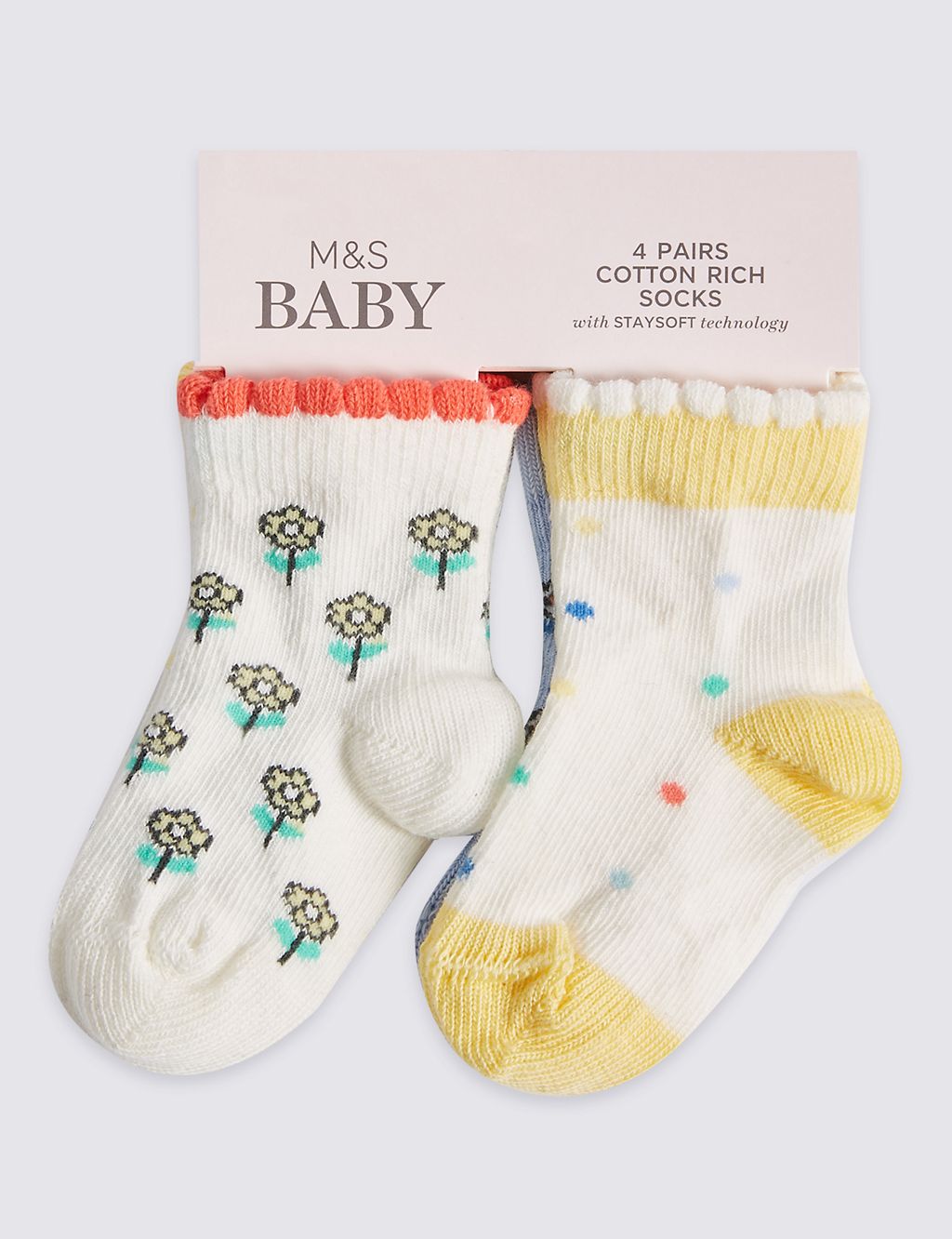 4 Pairs of Printed Ankle Baby Socks (0-24 Months) 2 of 2