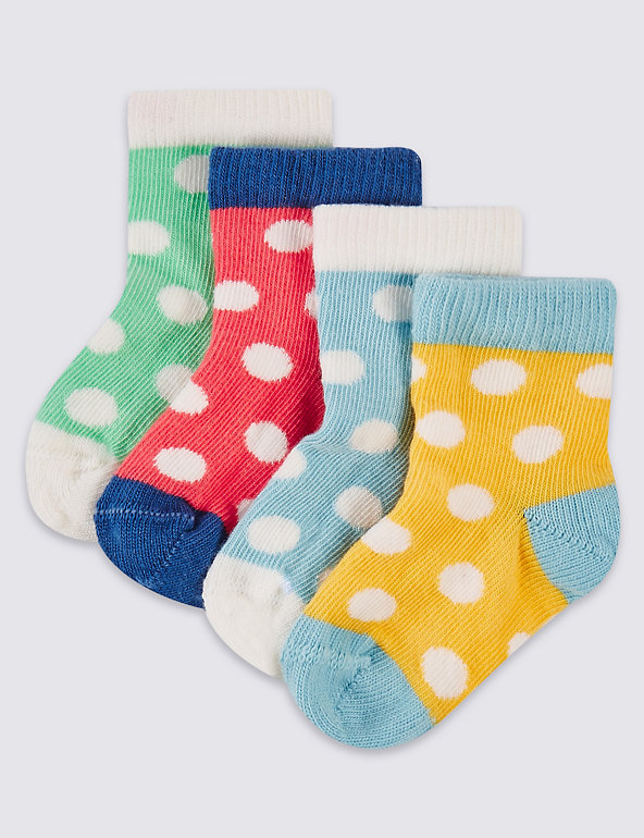 4 Pairs of Spotted Socks (0-24 Months) Image 1 of 2