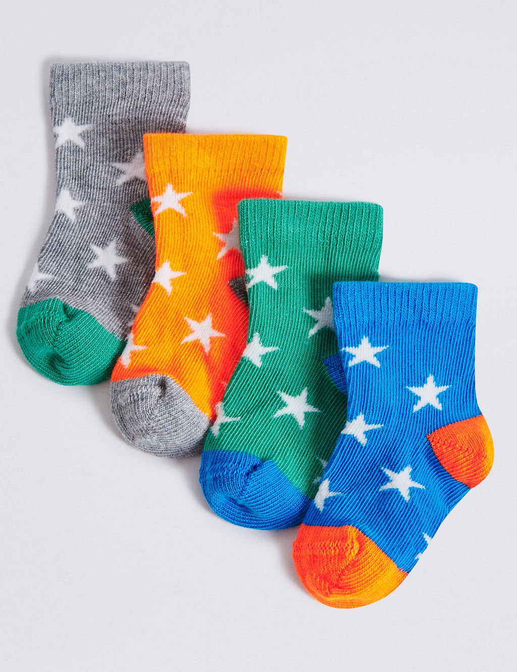 4 Pairs of Star Print Socks (0-24 Months) 1 of 2