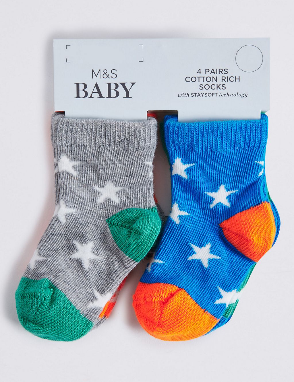 4 Pairs of Star Print Socks (0-24 Months) 2 of 2