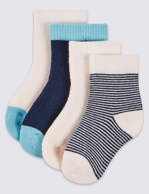 4 Pairs of StaySoft™ Socks (0-12 Months) Image 1 of 2