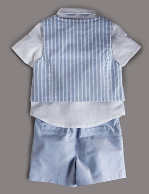 4 Piece Linen Blend Striped Waistcoat Outfit Image 2 of 7