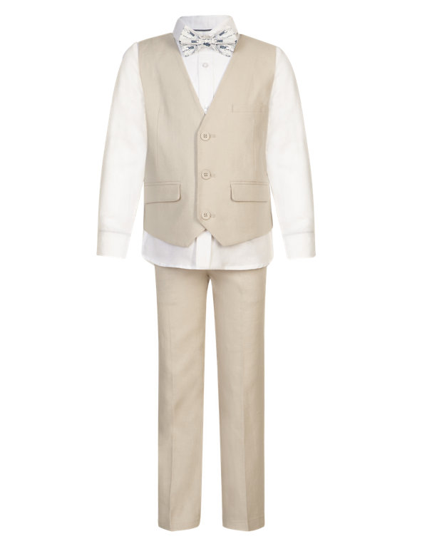 Page Boy Christening Formal Wedding 4pc Linen Blend Waistcoat Suit 6 Ms 6 Yrs