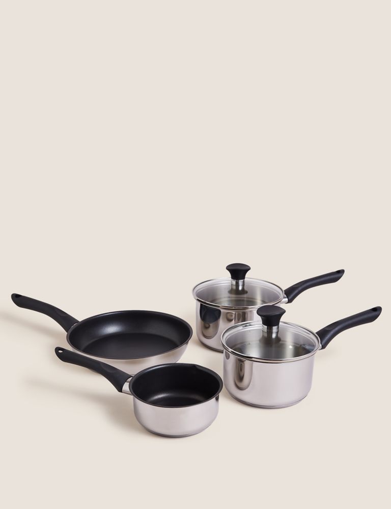 4 Piece Stainless Steel Pan Set 1 of 4