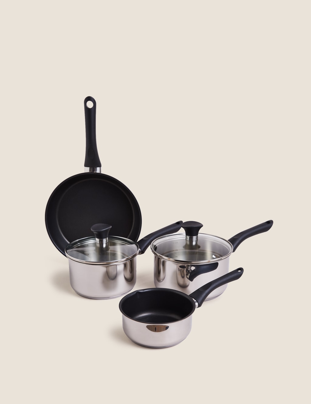 4 Piece Stainless Steel Pan Set M&S Collection M&S