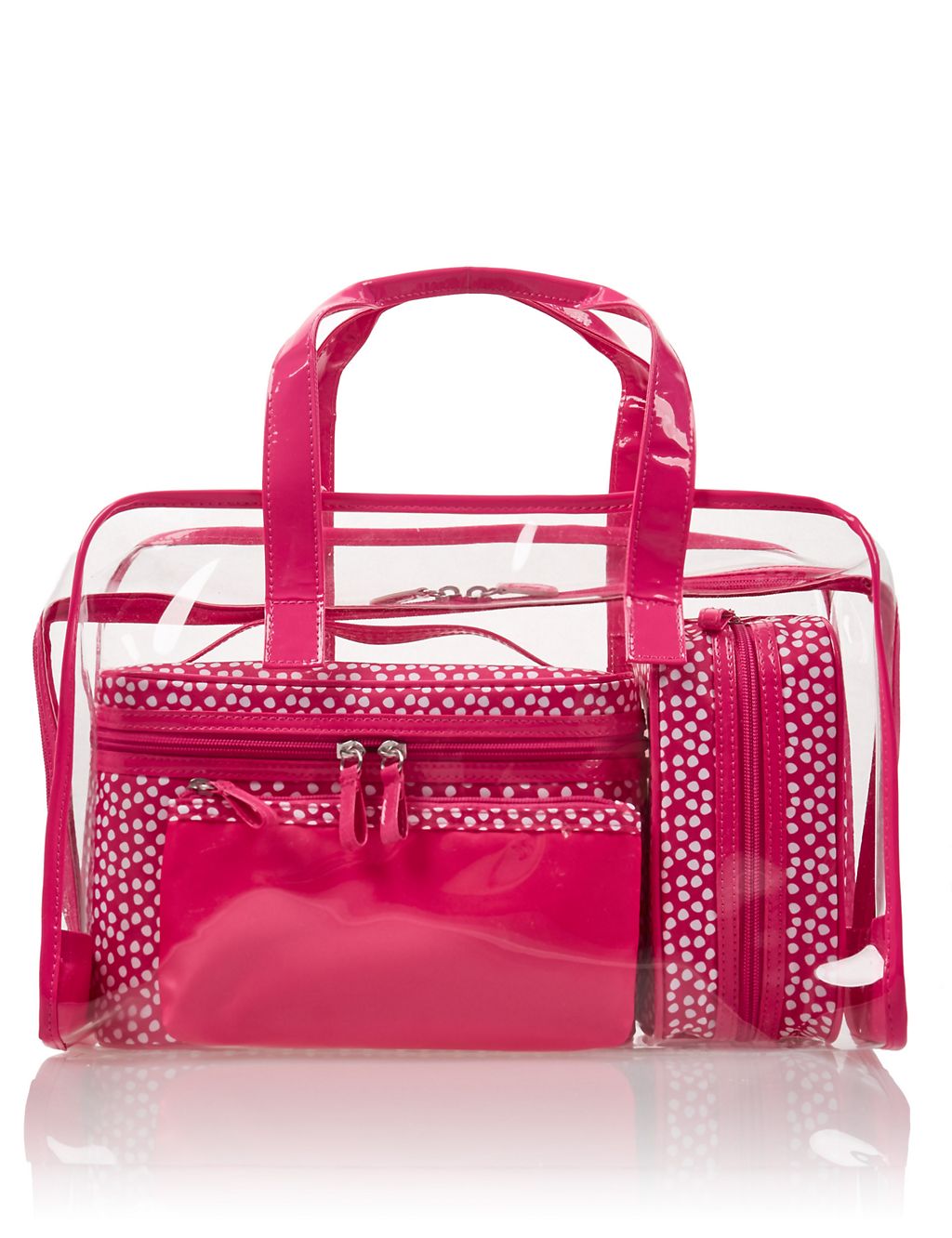 4 Pink Spot Cosmetic Bag Set 1 of 2