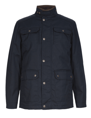 4 Pockets Waxy Military Jacket with Thinsulate™ | Blue Harbour | M&S