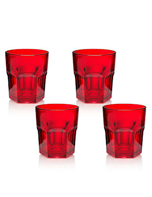 4 Pressed Tumbler Glasses M&S