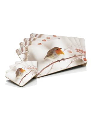 4 Robin Placemat & Coaster Set M&S