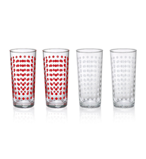 4 Spotted Hi Ball Glasses Image 1 of 2