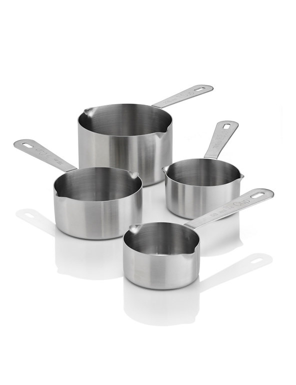 4 Stainless Steel Measuring Cups Image 1 of 2