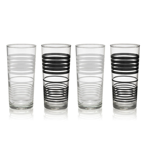 4 Striped Hi Ball Glasses Image 1 of 1