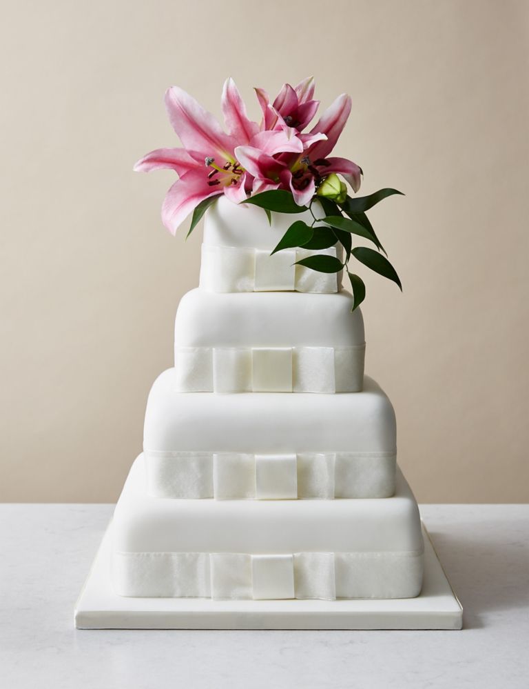 4 Tier Elegant Wedding Cake - Sponge (Serves 190) Last order date 26th March 1 of 6