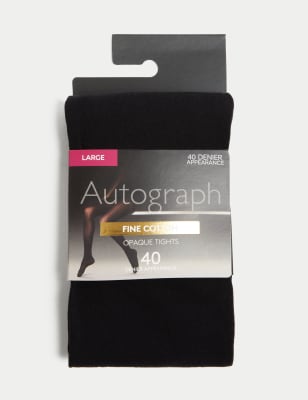 40 Denier Fine Cotton Opaque Tights Image 1 of 2
