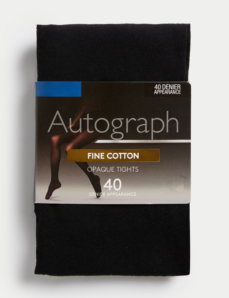40 Denier Fine Cotton Opaque Tights 1 of 1