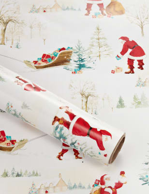 4m Traditional Santa Claus Roll Wrapping Paper M&S