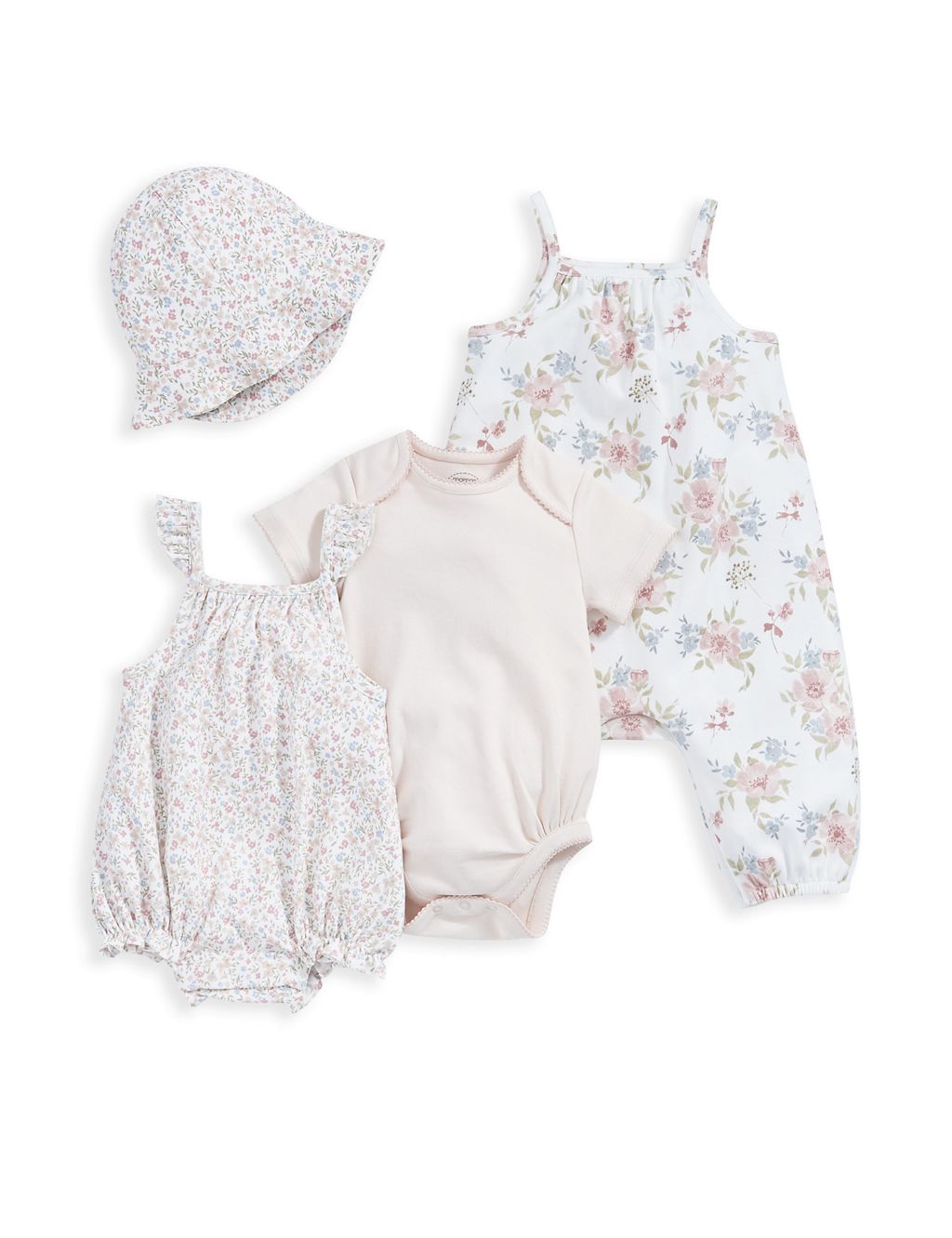 4pc Pure Cotton Floral Starter Set (0-9 Mths) 1 of 6