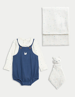 4pc Pure Cotton Gift Set (0-6 Mths) Image 2 of 3