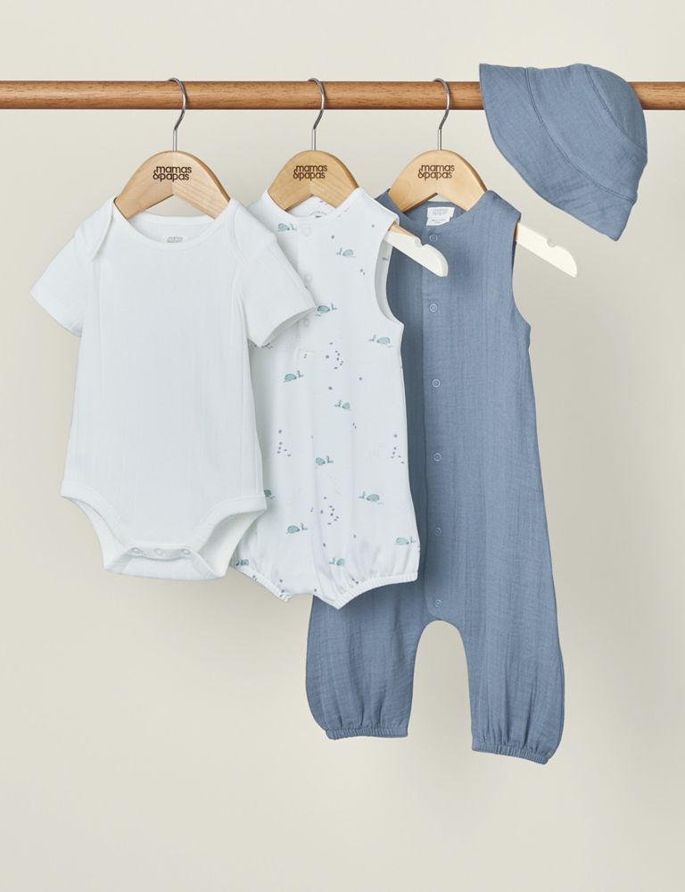 4pc Pure Cotton Whale Starter Set (7lbs-9 Mths) 1 of 6