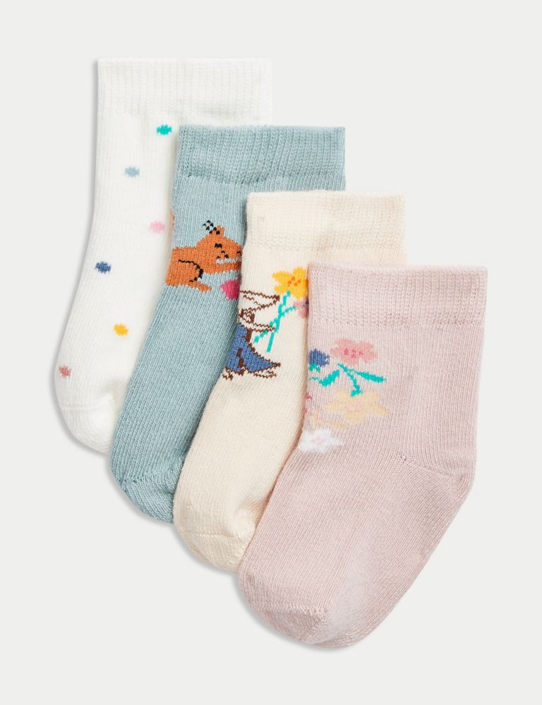4pk Cotton Rich Printed Baby Socks 1 of 2