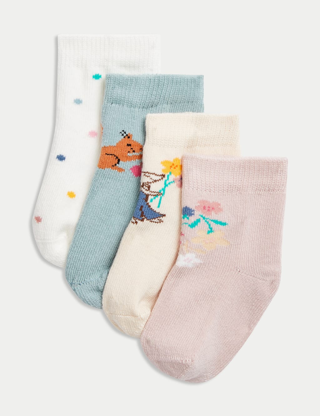 4pk Cotton Rich Printed Baby Socks 1 of 2