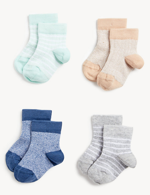 4pk Cotton Rich Ribbed Baby Socks Image 1 of 1