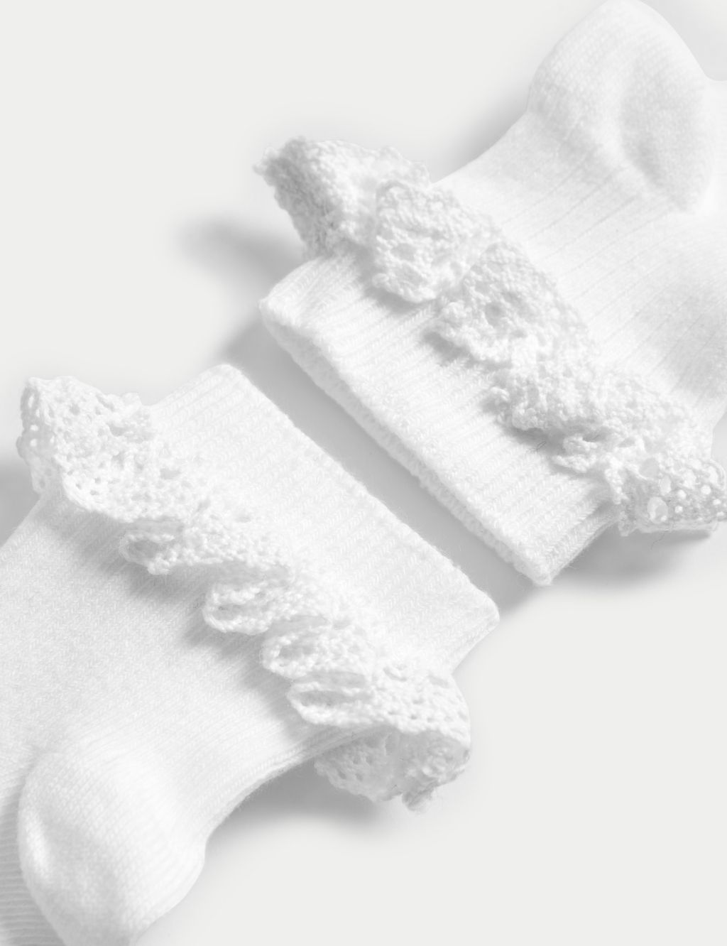 4pk Cotton Rich Ribbed Frill Baby Socks 2 of 2