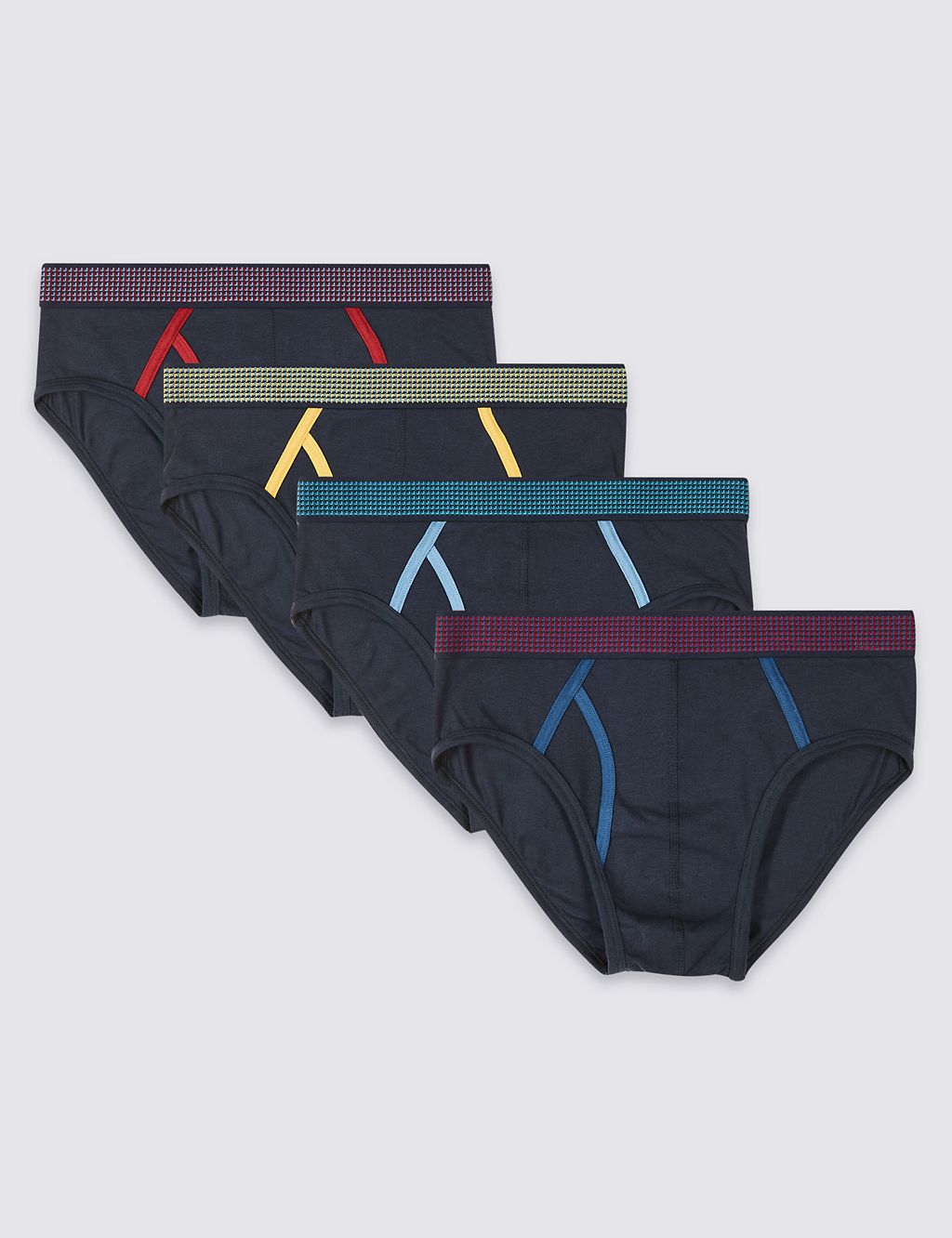 4pk Cotton Rich Striped Briefs with StayNEW™ 1 of 3