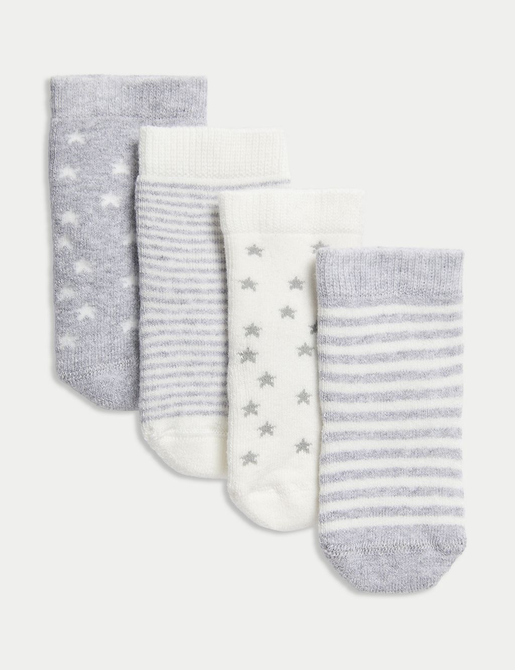 4pk Cotton Rich Terry Baby Socks (0-24 Mths) 1 of 2