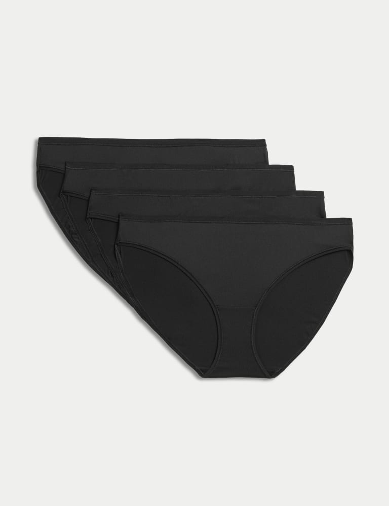 Womens Black/White 4pk Cotton Bikini Briefs