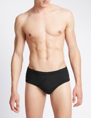 4pk Pure Cotton Briefs with StayNEW™, M&S Collection