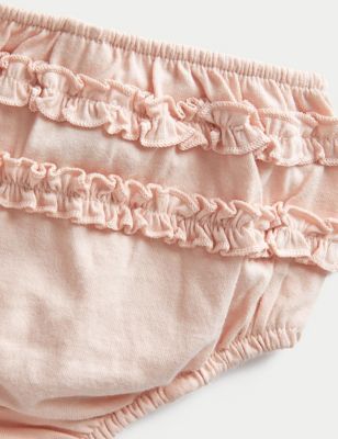 4pk Pure Cotton Frilly Knickers (7lbs-3 Yrs), M&S Collection