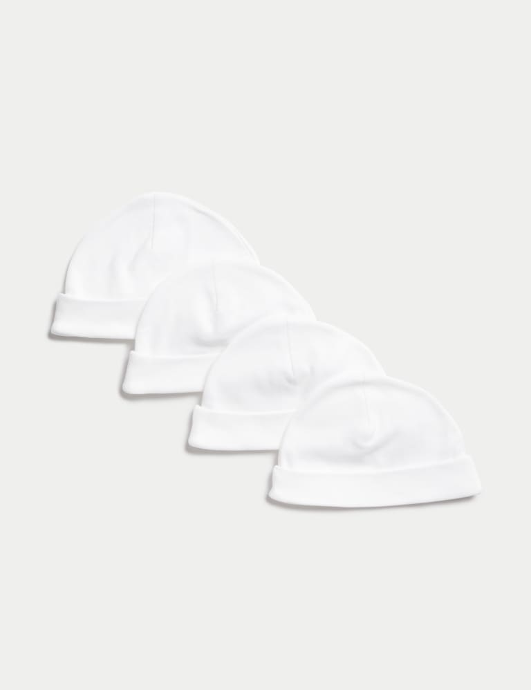 4pk Pure Cotton Hats 0 1 Yrs M S Collection M S