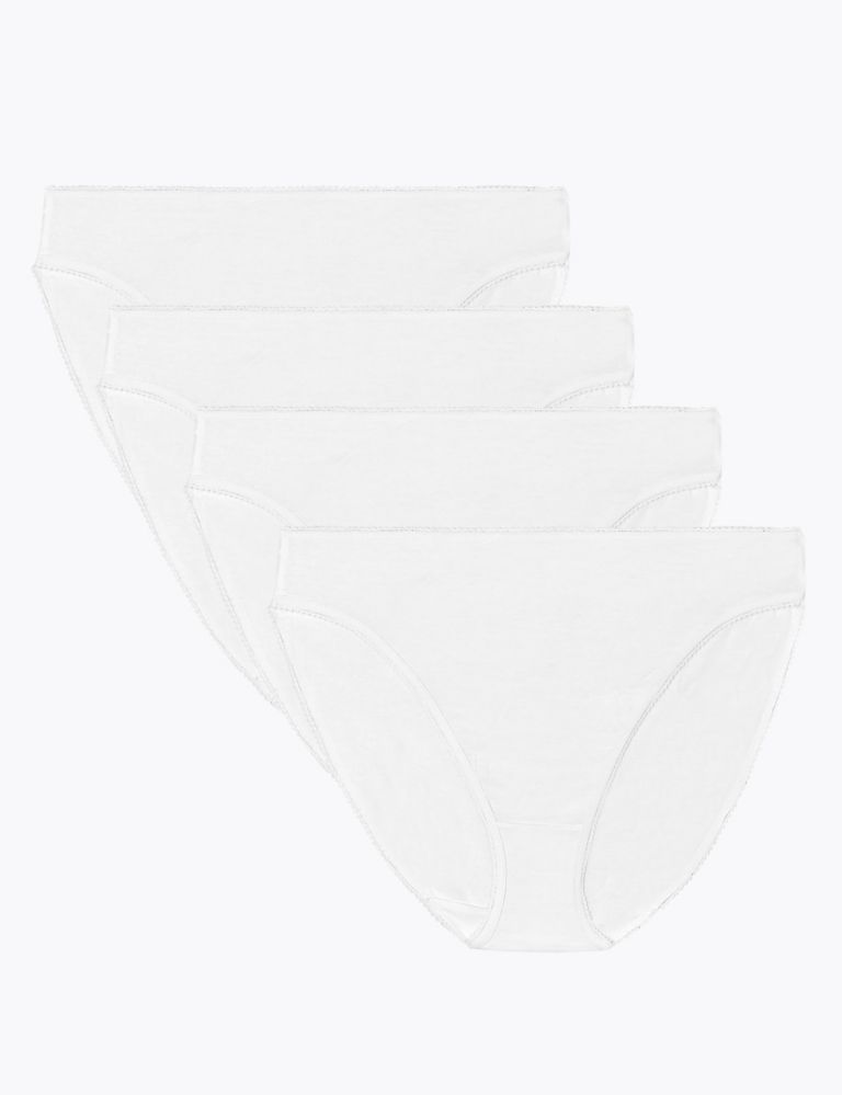 4pk Pure Cotton High Leg Knickers, M&S Collection