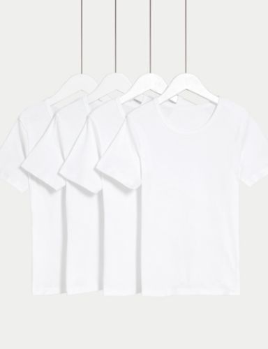 4pk Pure Cotton Short Sleeve Vests (2-16 Yrs) | M&S Collection | M&S