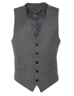 5 Button Textured Waistcoat with Wool Image 2 of 4
