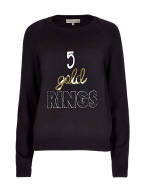 5 Gold Rings Christmas Jumper Image 2 of 4