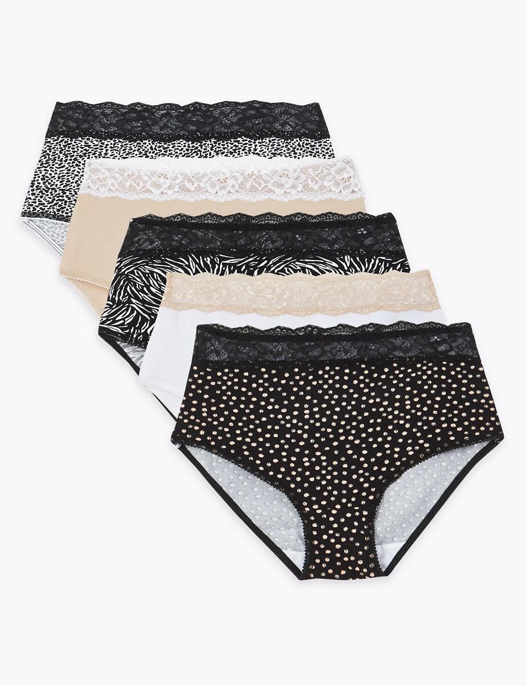 5 Pack Animal Print Lace Full Briefs 3 of 4