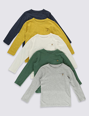 5 Pack Assorted Long Sleeve T-Shirts (18 Months - 7 Years) Image 2 of 8