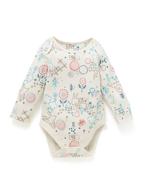 5 Pack Bunny Doodle Long Sleeve Bodysuits Image 2 of 5